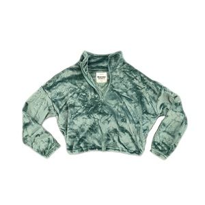 Green Soft Touch 1/4 Zip Cropped Sweater